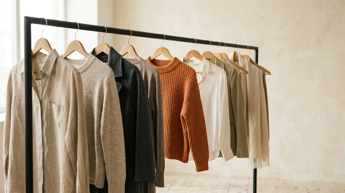 Capi appesi a una stampella in un negozio di abbigliamento