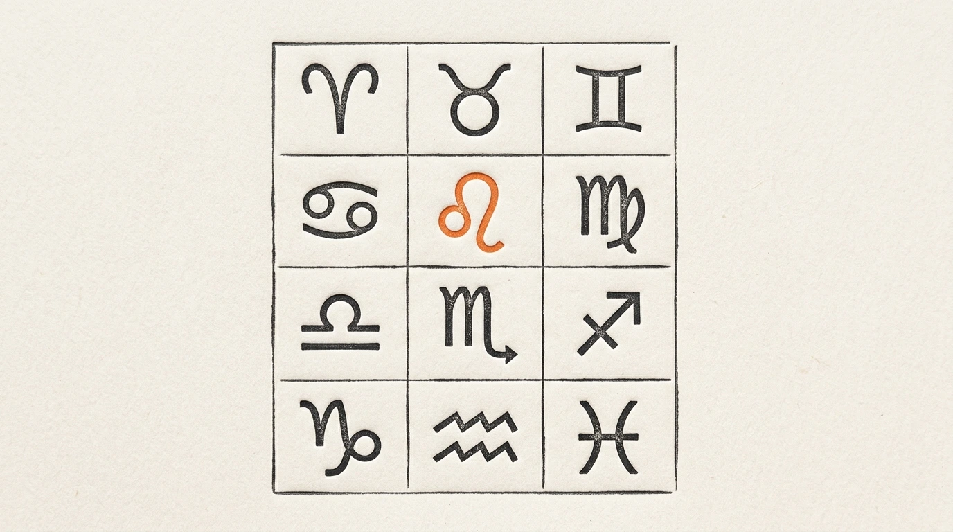 Simboli zodiacali incisi su carta chiara
