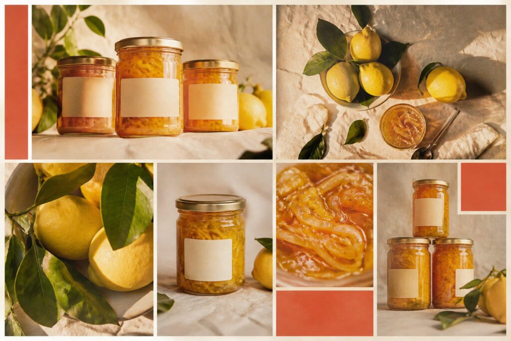 Bocaux de confiture de citrons maison avec zestes confits et citrons frais