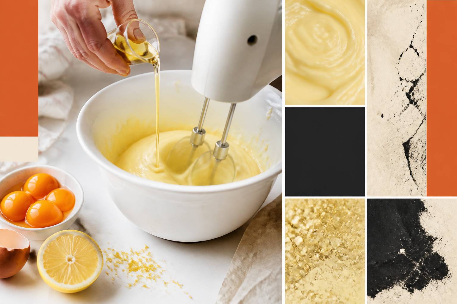 Filet d'huile versé dans une mayonnaise en émulsion