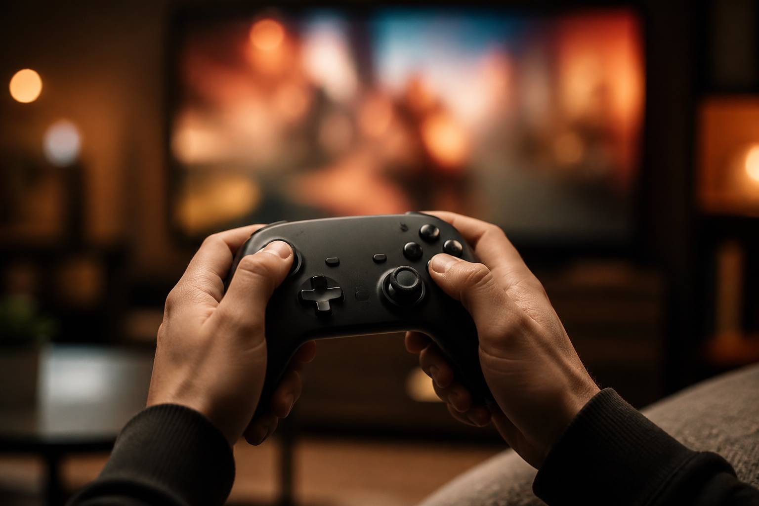 Manette de jeu tenue en main avec les boutons visibles