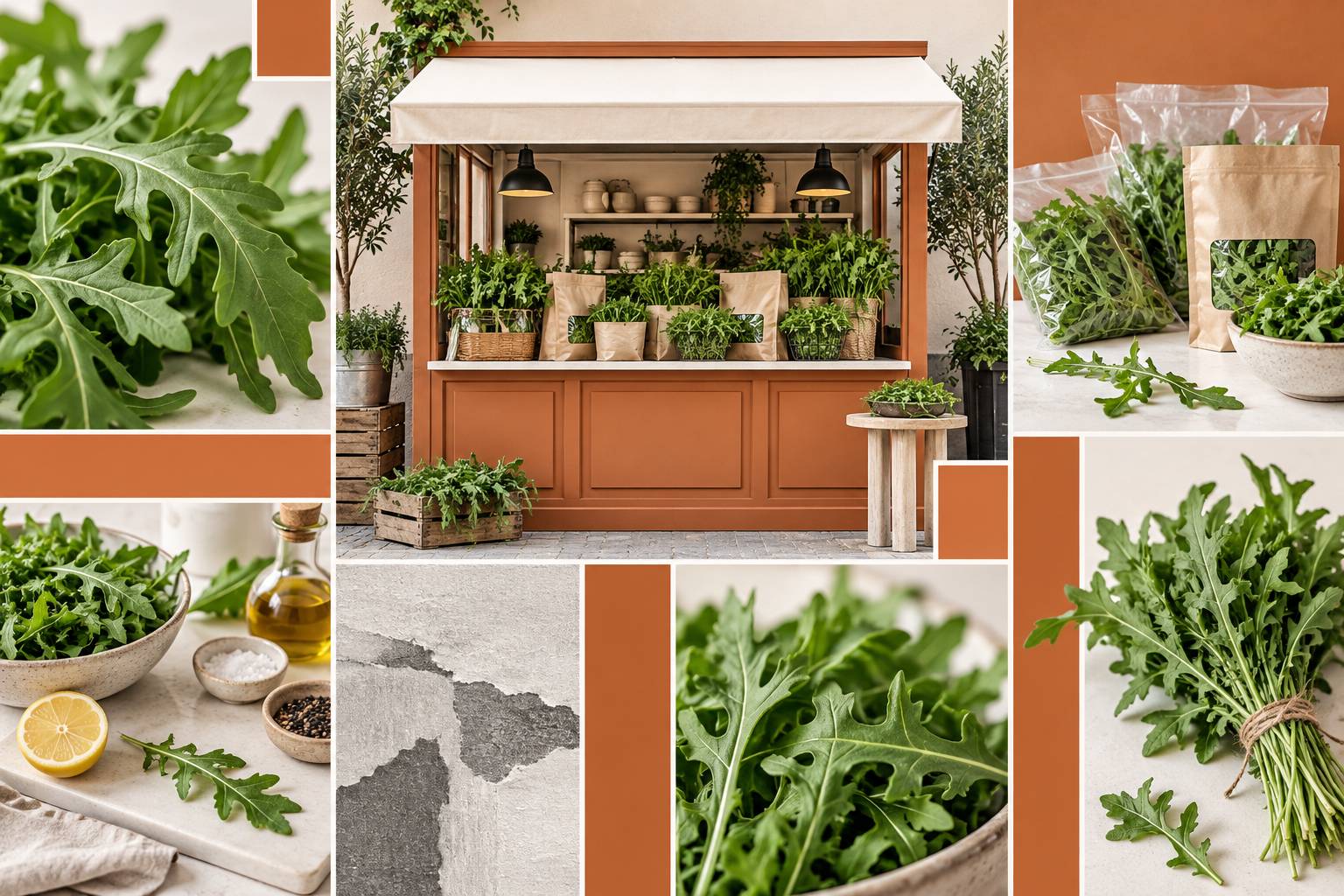 Illustration éditoriale du sujet : Il Magico Mondo della Rucola: Pianta, Benefici e Usi in Cucina